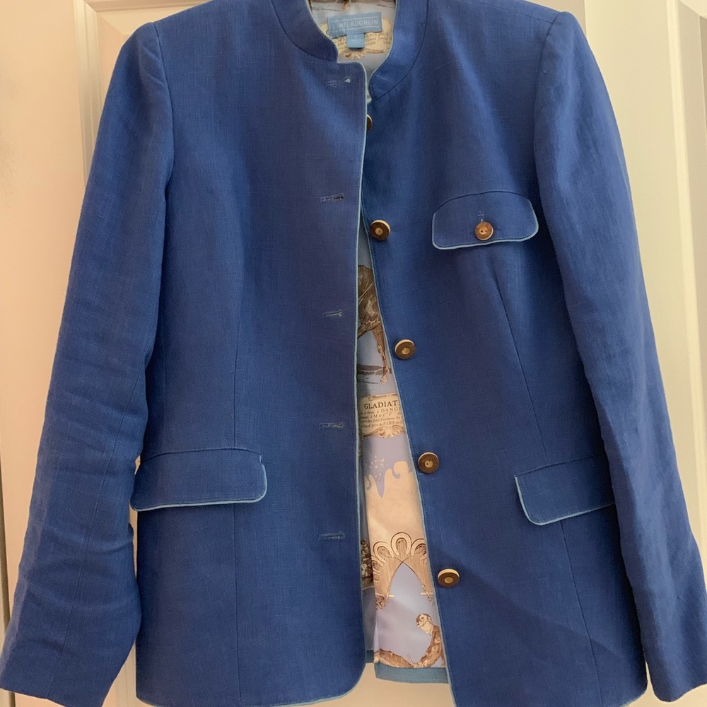 Blue linen blazer